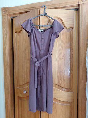 Monteau light Purple Summer Dress with Fluttered Sleeves